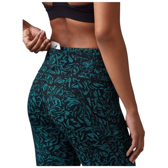 NWOT Lululemon Fast & Free Crop 19" Side Pocket Thrive Viridian Green Black Sz 6 - Picture 11 of 13